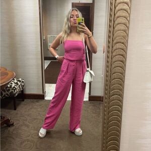 Zara hot pink linen 2 piece set